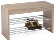 Botník, 2 kovové chromované police, MDF, 3D dekor dub sonoma