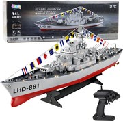 LEAN Toys Lietadlová loď diaľkovo ovládaná RC vojnová loď LED osvetlenie 1:390