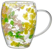 Skleněný hrnek PETER FLOWERS 320 ml čirý/žlutý/zelený