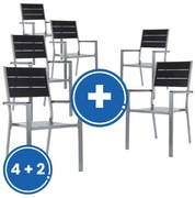 Záhradná stolička Fargo 4 + 2 ZADARMO, čierna / sivá