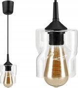 BERGE LED luster závesné stropné svietidlo E27 priehľadný sklenený štvorec