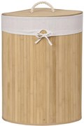 Rohový kôš na bielizeň 60 l bambusový béžový