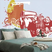 Tapeta retro auto s abstrakciou