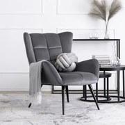 Dizajnové kreslo Viborg ušiak šedá velúr