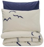 Modro-krémové obliečky na jednolôžko z bavlny Renforcé 140x200 cm Larum – Mijolnir