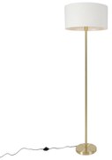 Stojaca lampa mosadz s bielym tienidlom 50 cm - Simplo