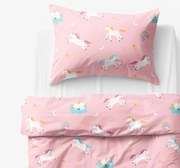 Goldea detské bavlnené obliečky - veselí jednorožci 140 x 200 a 70 x 90 cm