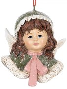 Zelená vianočná závesná dekorácia anjelik Angel - 7*7*7 cm