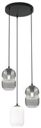 Luster na lanku VERDI 3xE27/15W/230V pr. 30 cm čierna/šedá/biela