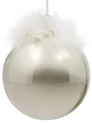 SKLENENÁ VIANOČNÁ BANKA NA STROMČEK SADA 4 KS (FI) 10 CM STRIEBORNÁ