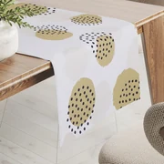 Biante Teflónový behúň na stôl TF-059 Okrové a svetlo marhuľové bodkované kruhy na bielom 20x120 cm