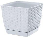 Plastový kvetináč Ratolla Square biela, 19 cm