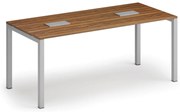 Rokovací stôl PRIMO SQUARE, 180x80 cm, orech + 2x stolná zásuvka TYP I, strieborná