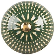 Zelená keramická knopka s dekorom - Ø 4*3 cm / S3 cm
