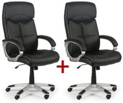 Kožené kancelárske kreslo FOSTER 1+1 ZADARMO, čierna