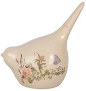 Keramická dekorácia vtáčik s lúčnymi kvetmi Flowers of Love M - 14*9*15 cm