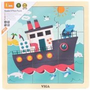 Viga Drevené puzzle 9 dielikov - loď