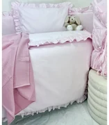 INTERMEDIC SK Posteľná obliečka do postieľky Ružová s volánikom 90x130 / 45x65 cm – 100% bavlna, romantický dizajn, zips