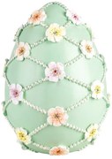 Zelená dekorácia vajíčko zdobené kvetmi - Ø 16*21 cm