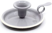 Šedý smaltovaný svietnik Grey dot - Ø 13 * 6cm