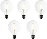 Sada 5 LED žiaroviek E27 G95 číra 3,8W 806 lm 3000K
