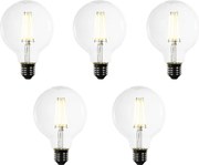 Sada 5 LED žiaroviek E27 G95 číre vlákno 3,8W 806 lm 3000K