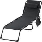 Garden Line LEHÁTKO / SKLADACIA ZÁHRADNÁ LEHÁTKA 190 x 58 x 30 CM S VRECKOM ČIERNA *2777