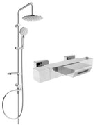 Mexen Carl vaňovo-sprchová podomietková súprava s dažďovými tryskami a vaňovou termostatickou batériou Cube, chrómová