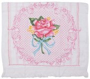 Biely kuchynský froté uterák s ružou - 40*66 cm