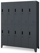 Kovová šatní skriňa na oblečenie BHP 10-dverová BARTEK 1360 x 1720 x 450 mm, antracitová