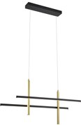 Dizajnová závesná lampa H čierna so zlatou vrátane 3-stupňovej stmievateľnej LED - Joy
