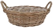 Ratanový nízky kvetináč /kôš s ušami Ivy grey - Ø 25*13 cm