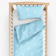 Goldea detské bavlnené obliečky do postieľky - palmy na pastelovo modrej 90 x 120 a 40 x 60 cm