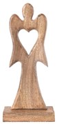 InDecor Anjel z mangového dreva so srdcom, 32,5 x 14 x 5 cm
