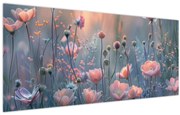 Obraz - Kvety v pastelových farbách (120x50 cm)
