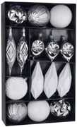 Gule MagicHome Vianoce, set, 16 ks, bielo - strieborné, na vianočný stromček, 8-15 cm