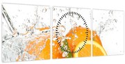 Obraz - Šťavnaté pomaranče (s hodinami) (90x30 cm)