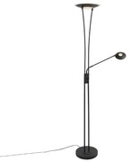 Moderná stojaca lampa čierna vrátane LED s čítacím ramenom - Ibiza