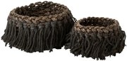 Sada 2 prírodných tmavých košíkov Woven z trávy - Ø 31 * 27 cm