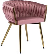Kreslo CARINA velúr - ružový zamat zlaté nohy - vintino.sk