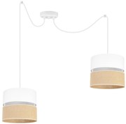 Závesné svietidlo Juta Spider, 2x jutové/biele textilné tienidlo, w