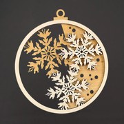 AMADEA Drevená ozdoba okrúhla vločka dvojitá, 9 cm, český výrobok