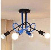 Prisadený luster OXFORD 4xE27/15W/230V čierna/modrá