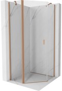 Mexen Mist, päťuholníkový sprchový kút výklopný 80 x 80 cm, číre sklo, medený matný profil, 8A8-080-080-65-00