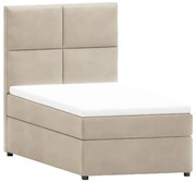 Béžová čalúnená jednolôžková posteľ s úložným priestorom s roštom 90x200 cm Lena – Ropez