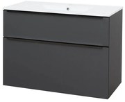 Mereo Mailo, kúpeľňová skrinka s keramickým umývadlom 101 cm, antracit, čierne madlo, MER-CN532B
