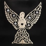 AMADEA Drevený 3D anjel s guličkami, 48x40 cm
