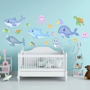 PIPPER. Textilná nálepka na stenu "Baby morský svet 2 XXL "