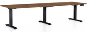 Výškovo nastaviteľný stôl OfficeTech Long, 260 x 80 cm, čierna podnož, dub silverjack