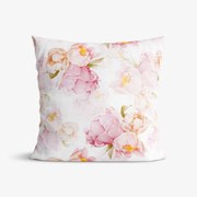Goldea bavlnená obliečka na vankúš deluxe - kvitnúce kvety pivoniek 50 x 50 cm